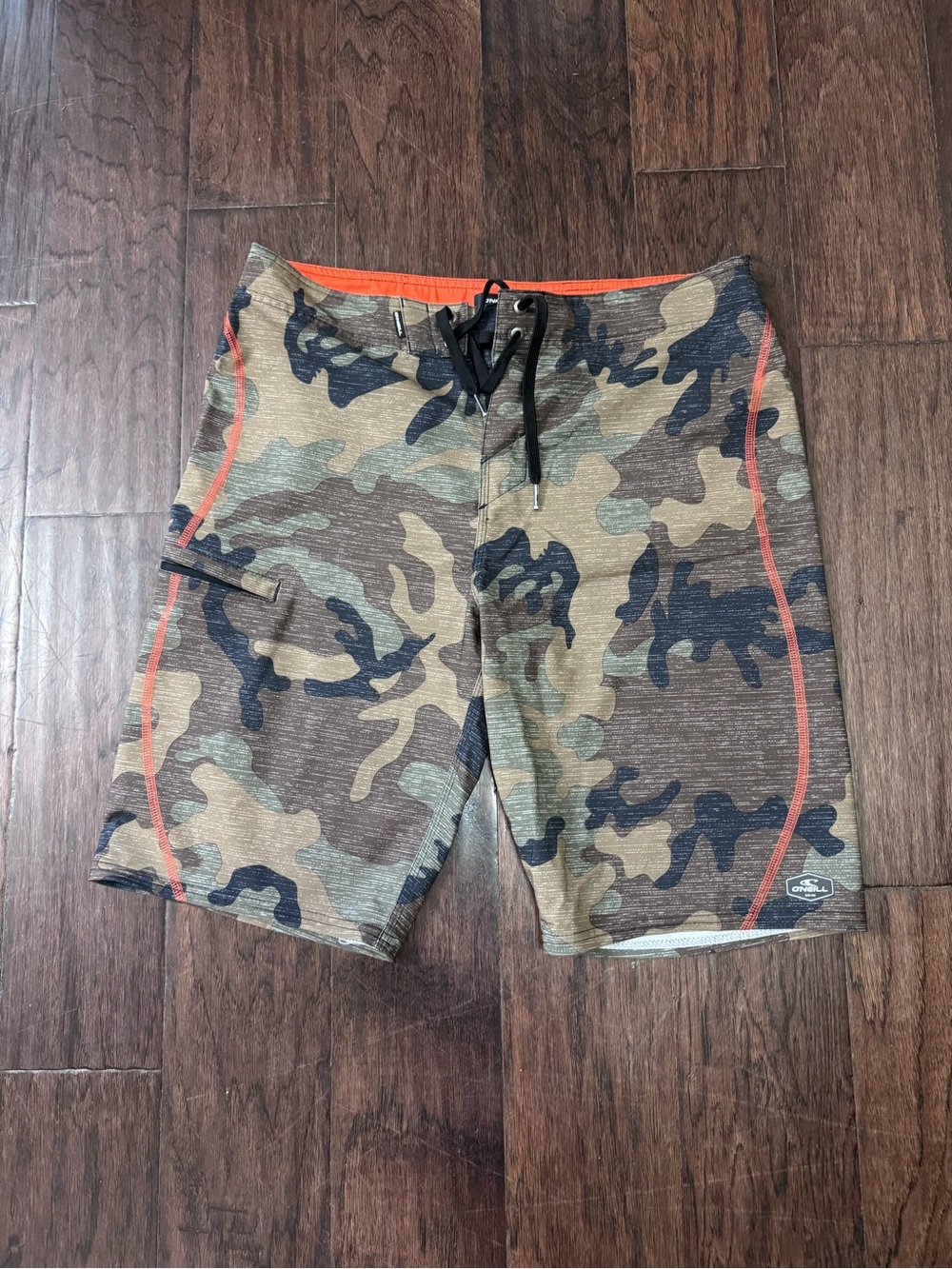 O'Neill Men's Camo Board Shorts with Orange Trim